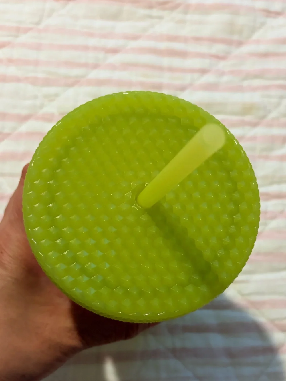 LIKE NEW Starbucks GLOW IN THE DARK Lime Green Studded Tumbler with Straw
